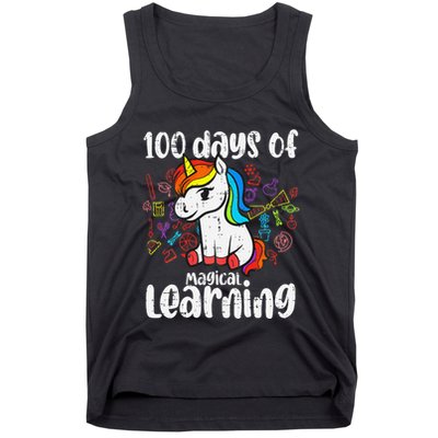 Retro 100 Days Of Magical Learning Unicorn 100th Day Tank Top