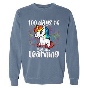 Retro 100 Days Of Magical Learning Unicorn 100th Day Garment-Dyed Sweatshirt