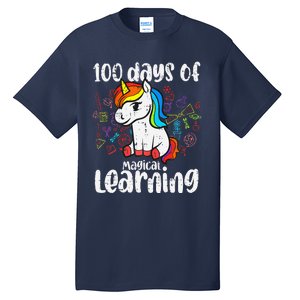 Retro 100 Days Of Magical Learning Unicorn 100th Day Tall T-Shirt