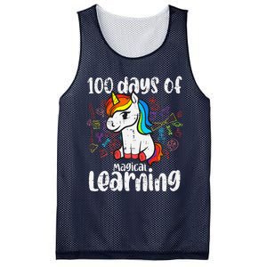 Retro 100 Days Of Magical Learning Unicorn 100th Day Mesh Reversible Basketball Jersey Tank