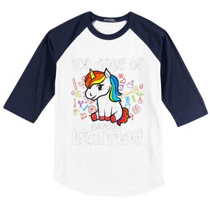 Retro 100 Days Of Magical Learning Unicorn 100th Day Baseball Sleeve Shirt