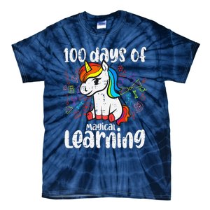 Retro 100 Days Of Magical Learning Unicorn 100th Day Tie-Dye T-Shirt