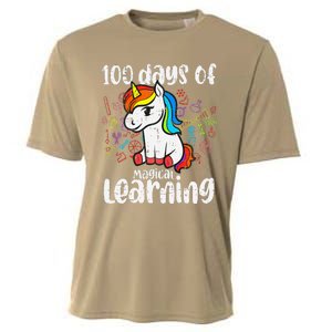 Retro 100 Days Of Magical Learning Unicorn 100th Day Cooling Performance Crew T-Shirt