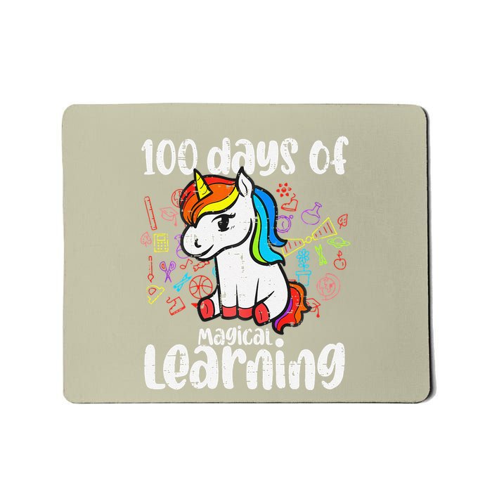 Retro 100 Days Of Magical Learning Unicorn 100th Day Mousepad