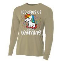 Retro 100 Days Of Magical Learning Unicorn 100th Day Cooling Performance Long Sleeve Crew