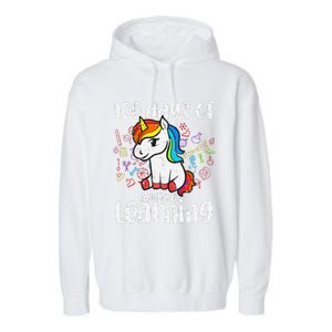 Retro 100 Days Of Magical Learning Unicorn 100th Day Garment-Dyed Fleece Hoodie