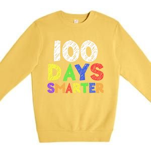 Retro 100 Days Of School 100 Days Smarter Brighter Cute Gift Premium Crewneck Sweatshirt