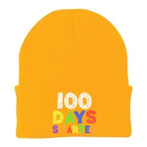 Retro 100 Days Of School 100 Days Smarter Brighter Cute Gift Knit Cap Winter Beanie