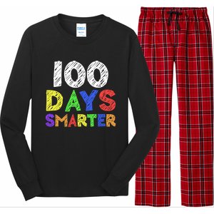 Retro 100 Days Of School 100 Days Smarter Brighter Cute Gift Long Sleeve Pajama Set