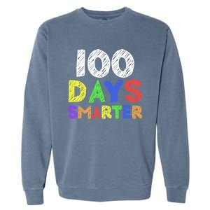 Retro 100 Days Of School 100 Days Smarter Brighter Cute Gift Garment-Dyed Sweatshirt