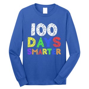 Retro 100 Days Of School 100 Days Smarter Brighter Cute Gift Long Sleeve Shirt