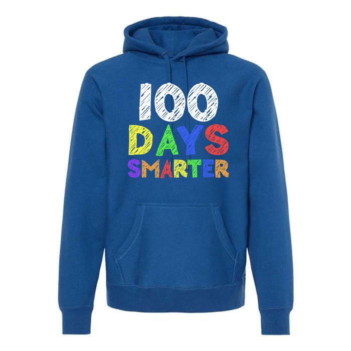 Retro 100 Days Of School 100 Days Smarter Brighter Cute Gift Premium Hoodie