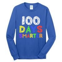 Retro 100 Days Of School 100 Days Smarter Brighter Cute Gift Tall Long Sleeve T-Shirt