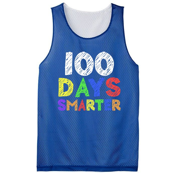 Retro 100 Days Of School 100 Days Smarter Brighter Cute Gift Mesh Reversible Basketball Jersey Tank