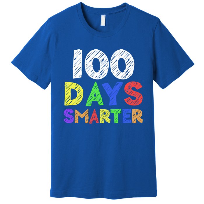 Retro 100 Days Of School 100 Days Smarter Brighter Cute Gift Premium T-Shirt