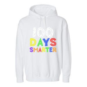 Retro 100 Days Of School 100 Days Smarter Brighter Cute Gift Garment-Dyed Fleece Hoodie