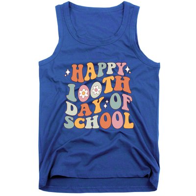 Retro 100th Day Of School Teachers Cute Happy 100 Days Gift Tank Top