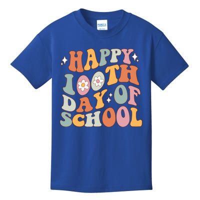 Retro 100th Day Of School Teachers Cute Happy 100 Days Gift Kids T-Shirt