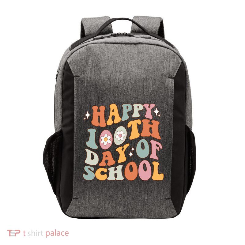 Retro 100th Day Of School Teachers Cute Happy 100 Days Gift Vector Backpack