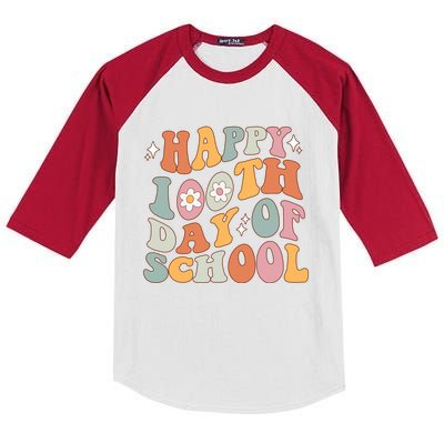 Retro 100th Day Of School Teachers Cute Happy 100 Days Gift Kids Colorblock Raglan Jersey