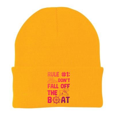 Rule #1 Dont Fall Off The Boat Cruise Cruising Christmas Gift Knit Cap Winter Beanie