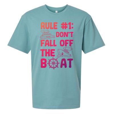 Rule #1 Dont Fall Off The Boat Cruise Cruising Christmas Gift Sueded Cloud Jersey T-Shirt