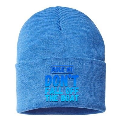 Rule #1 Dont Fall Off The Boat Pontoon Captain Boating Gift Sustainable Knit Beanie