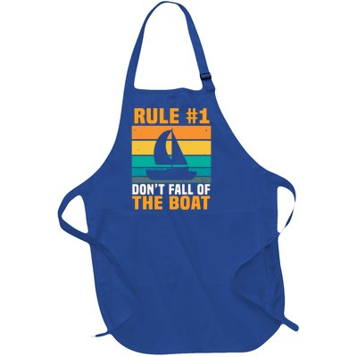 Rule #1 Dont Fall Off The Boat Gift Full-Length Apron With Pockets