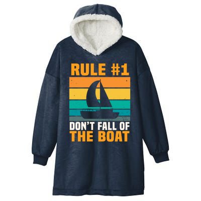 Rule #1 Dont Fall Off The Boat Gift Hooded Wearable Blanket