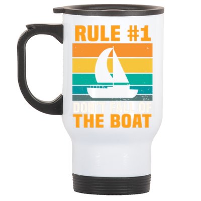 Rule #1 Dont Fall Off The Boat Gift Stainless Steel Travel Mug