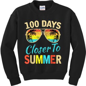 Retro 100 Days Closer To Summer 100 Days Smarter Teachers Kids Sweatshirt