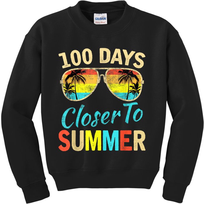 Retro 100 Days Closer To Summer 100 Days Smarter Teachers Kids Sweatshirt