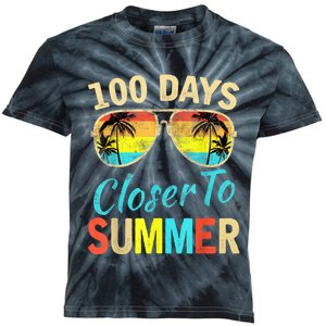 Retro 100 Days Closer To Summer 100 Days Smarter Teachers Kids Tie-Dye T-Shirt