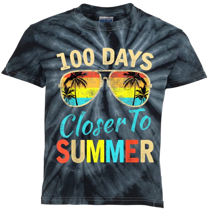 Retro 100 Days Closer To Summer 100 Days Smarter Teachers Kids Tie-Dye T-Shirt