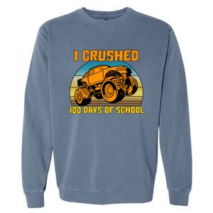 Retro 100 Days Of School Boys Monster Truck Gift Garment-Dyed Sweatshirt