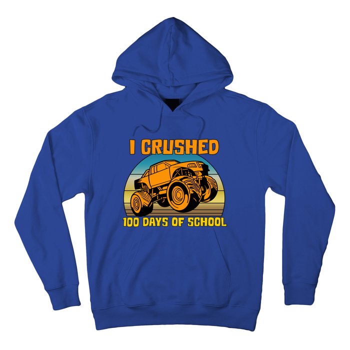 Retro 100 Days Of School Boys Monster Truck Gift Hoodie