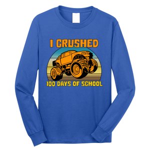 Retro 100 Days Of School Boys Monster Truck Gift Long Sleeve Shirt