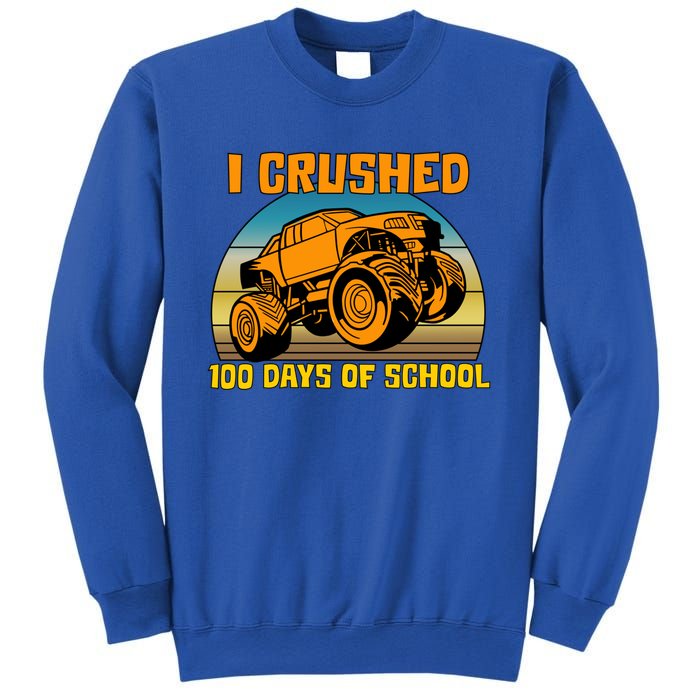 Retro 100 Days Of School Boys Monster Truck Gift Sweatshirt