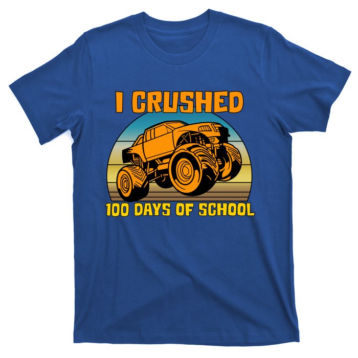 Retro 100 Days Of School Boys Monster Truck Gift T-Shirt