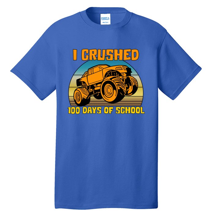 Retro 100 Days Of School Boys Monster Truck Gift Tall T-Shirt