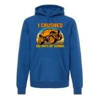 Retro 100 Days Of School Boys Monster Truck Gift Premium Hoodie