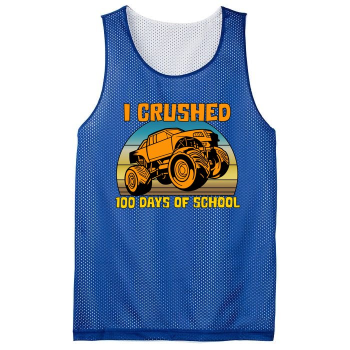 Retro 100 Days Of School Boys Monster Truck Gift Mesh Reversible Basketball Jersey Tank