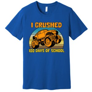 Retro 100 Days Of School Boys Monster Truck Gift Premium T-Shirt