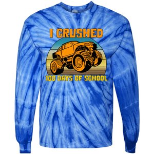 Retro 100 Days Of School Boys Monster Truck Gift Tie-Dye Long Sleeve Shirt