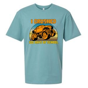 Retro 100 Days Of School Boys Monster Truck Gift Sueded Cloud Jersey T-Shirt