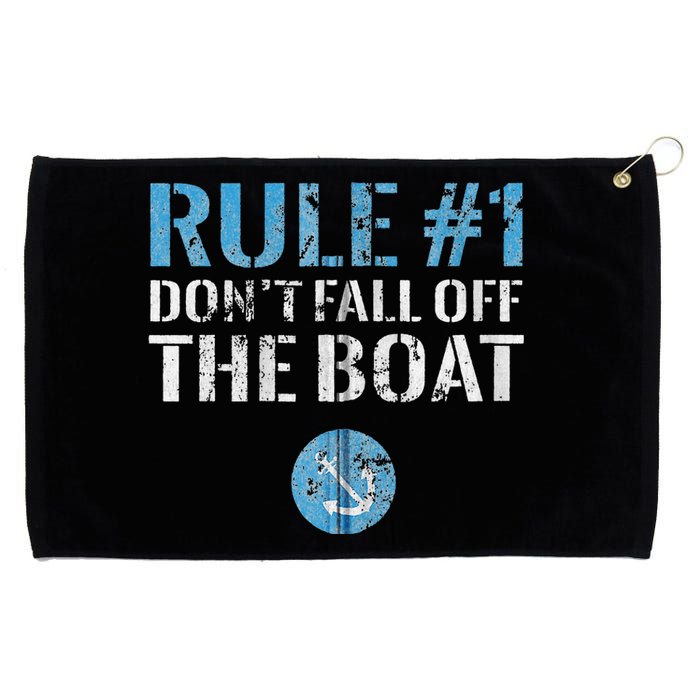 Rule 1 Don't Fall Off The Boat Vintage Funny Boating Grommeted Golf Towel