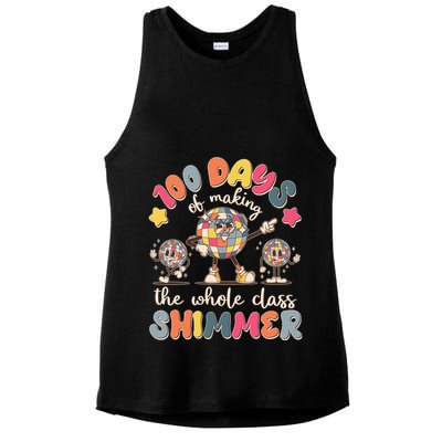 Retro 100 Days Of Making The Whole Class Shimmer Disco Ball Ladies PosiCharge Tri-Blend Wicking Tank