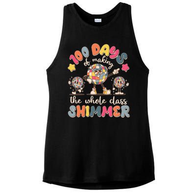 Retro 100 Days Of Making The Whole Class Shimmer Disco Ball Ladies PosiCharge Tri-Blend Wicking Tank