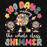 Retro 100 Days Of Making The Whole Class Shimmer Disco Ball Ladies PosiCharge Tri-Blend Wicking Tank