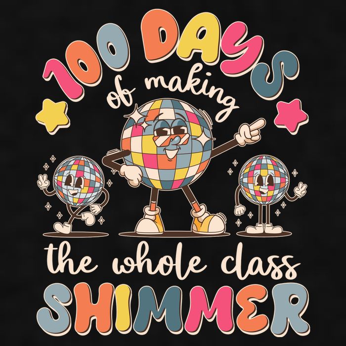 Retro 100 Days Of Making The Whole Class Shimmer Disco Ball Ladies PosiCharge Tri-Blend Wicking Tank